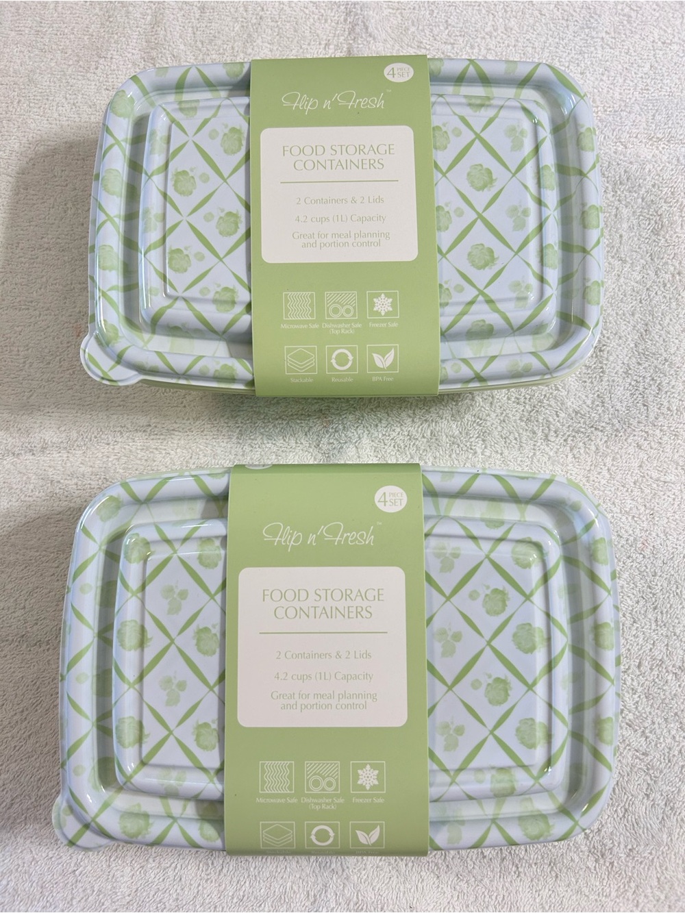 New! 4 Flip n’ Fresh Reusable Food Storage Containers & Lids